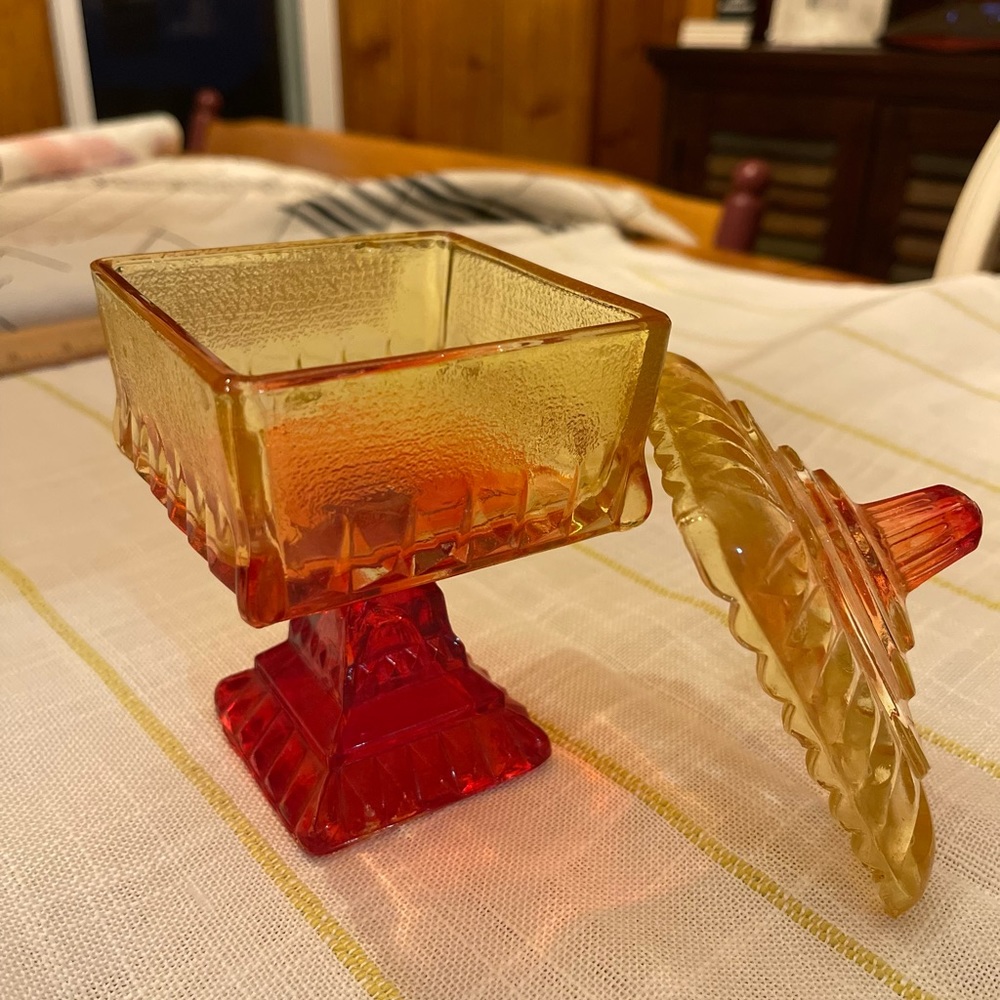 Vintage red and yellow ombré dish
